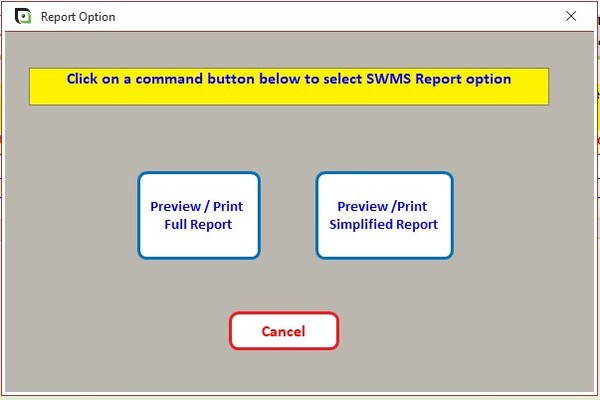 Preview or print SWMS Report