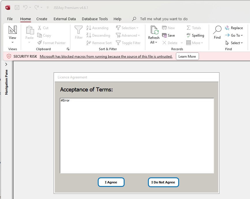 Security Risk Microsoft has blocked macros from running because the source of this file is untrusted