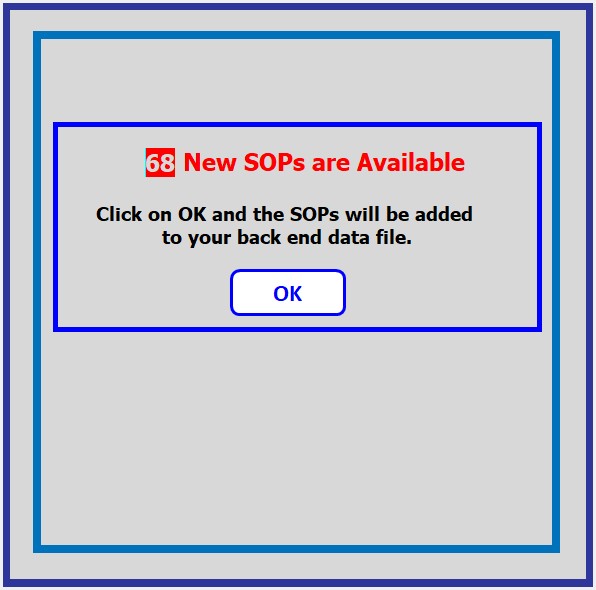 Click ok to add 68 New Safe Operating Procedures (SOPs) to your JSEAsy EHS Software
