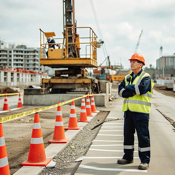 Safety observer monitoring high-risk work on a construction site