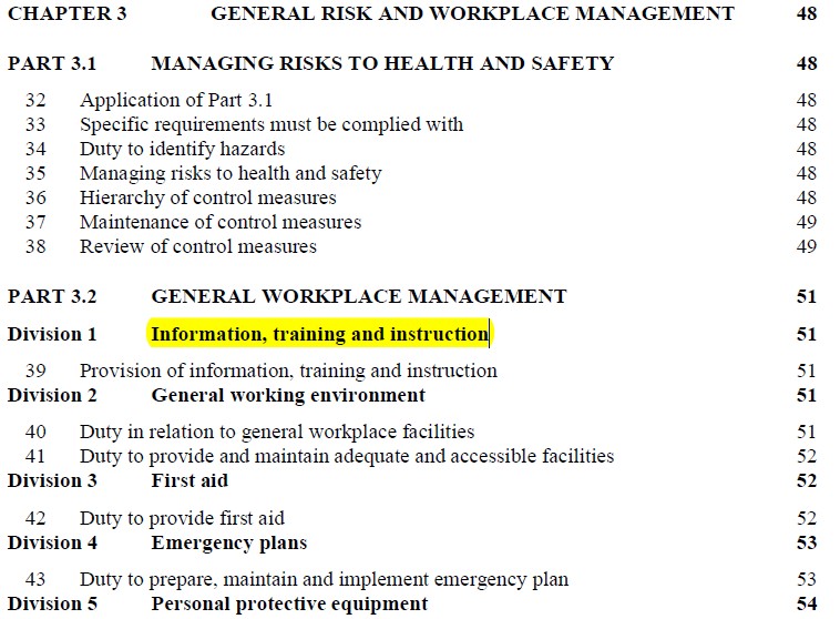 Model Work Health and Safety Regulations Chapter 3