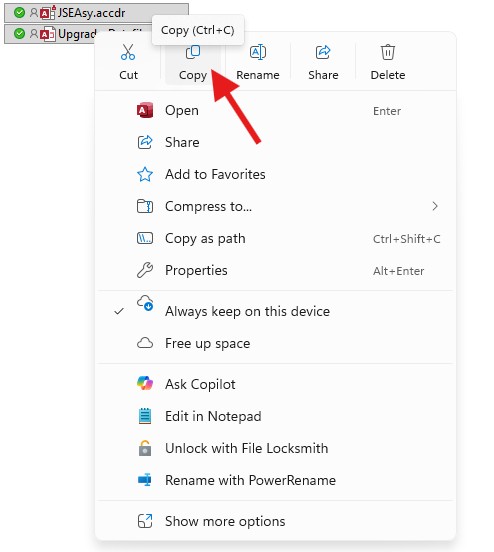 Right click and select copy