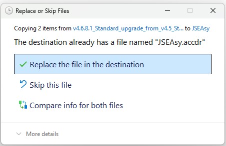 Replace to Old JSEAsy Program file with then New one