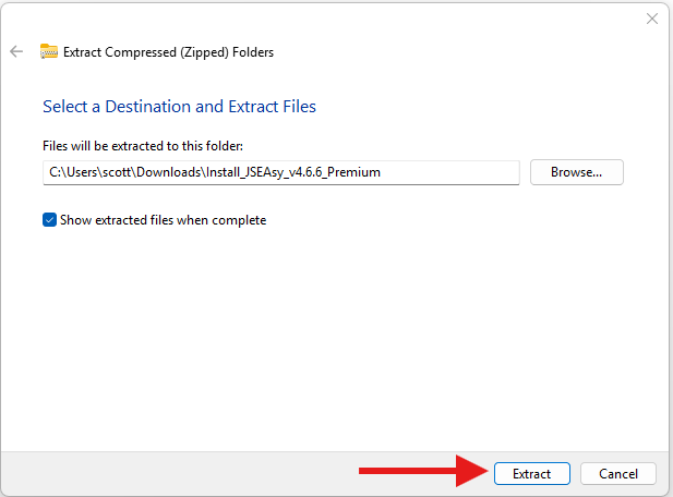 Select a Destination and Extract Files