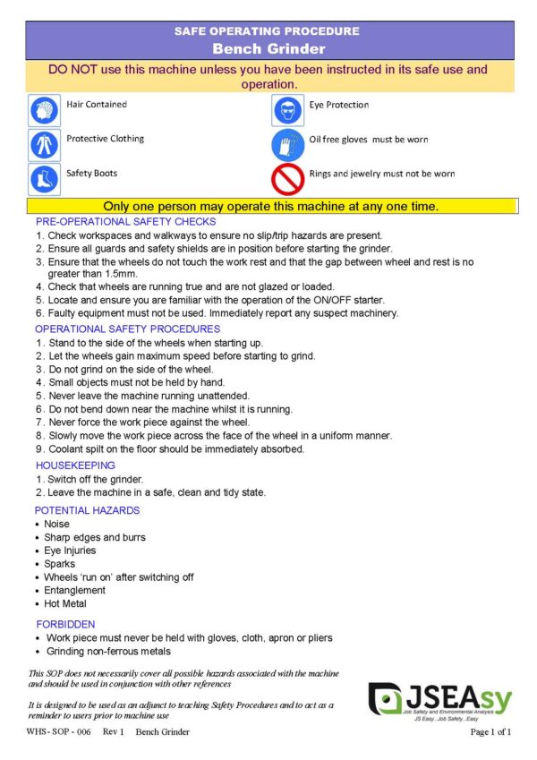 Safe Operating Procedure (SOP)