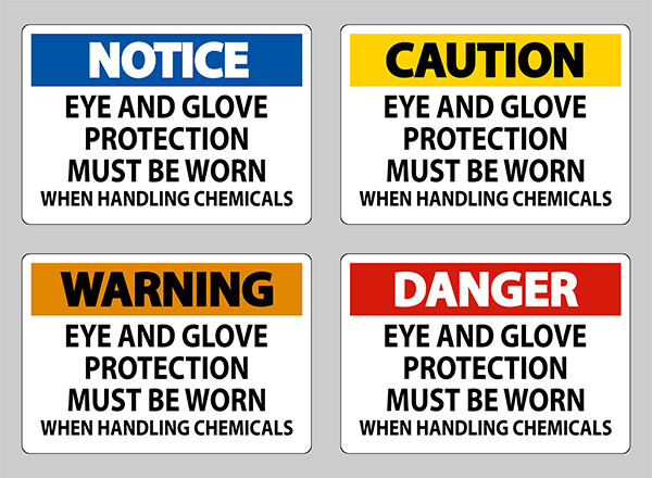 Eye and Glove Protection Must Be Worn When Handling Chemicals