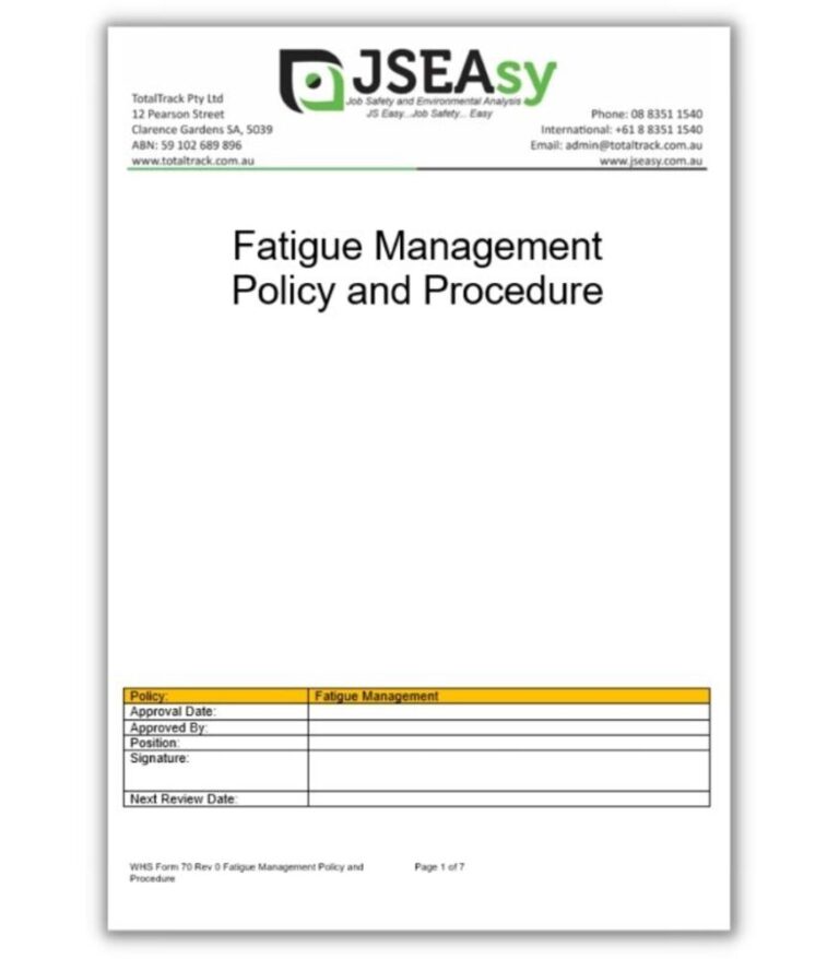 Fatigue Management Policy and Procedure - JSEAsy