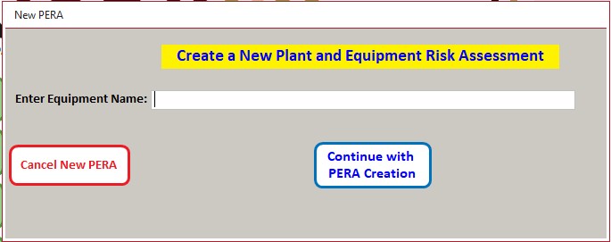Enter the name or description of the item of Plant or Equipment.