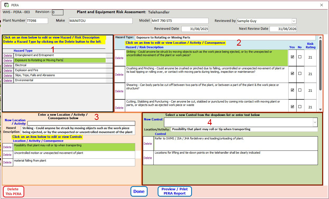 PERA Hazards and Controls Sequence of selection